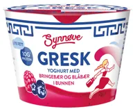 Yoghurt Gresk Bringebær&Blåbær Synnøve